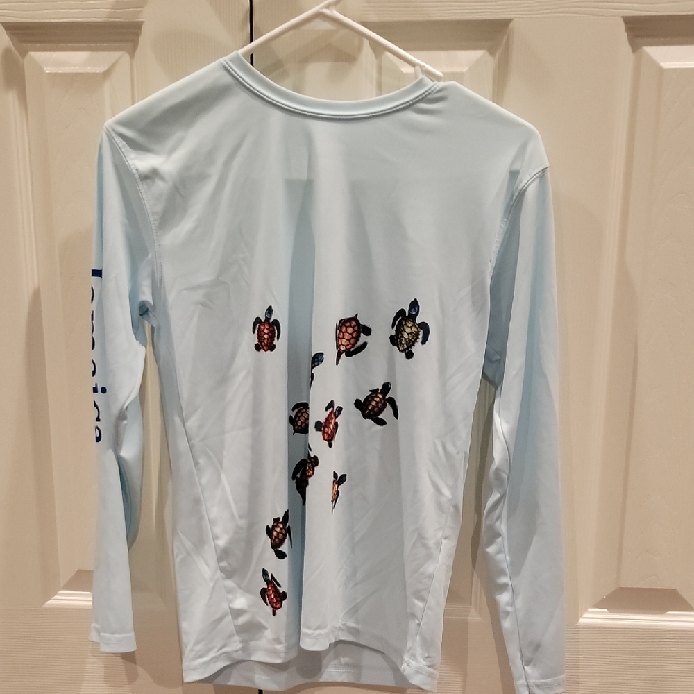 Light Blue Long Sleeve Shirt with Turtle Design